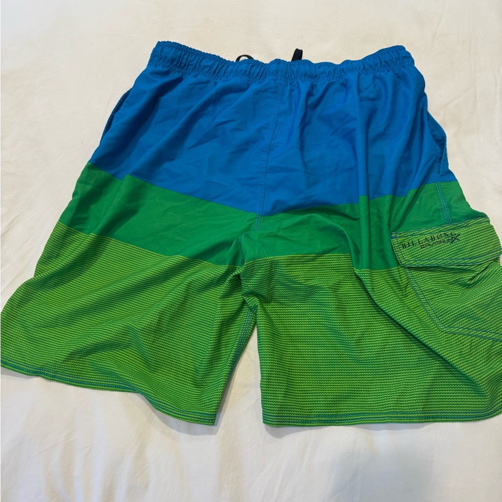 Men's Blue and Green Swim Shorts